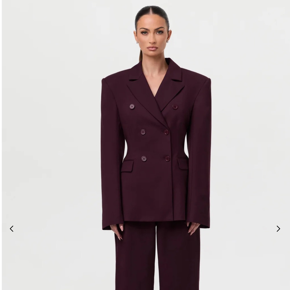 NWT Naked Wardrobe Suiting Double-Breasted Plum Blazer